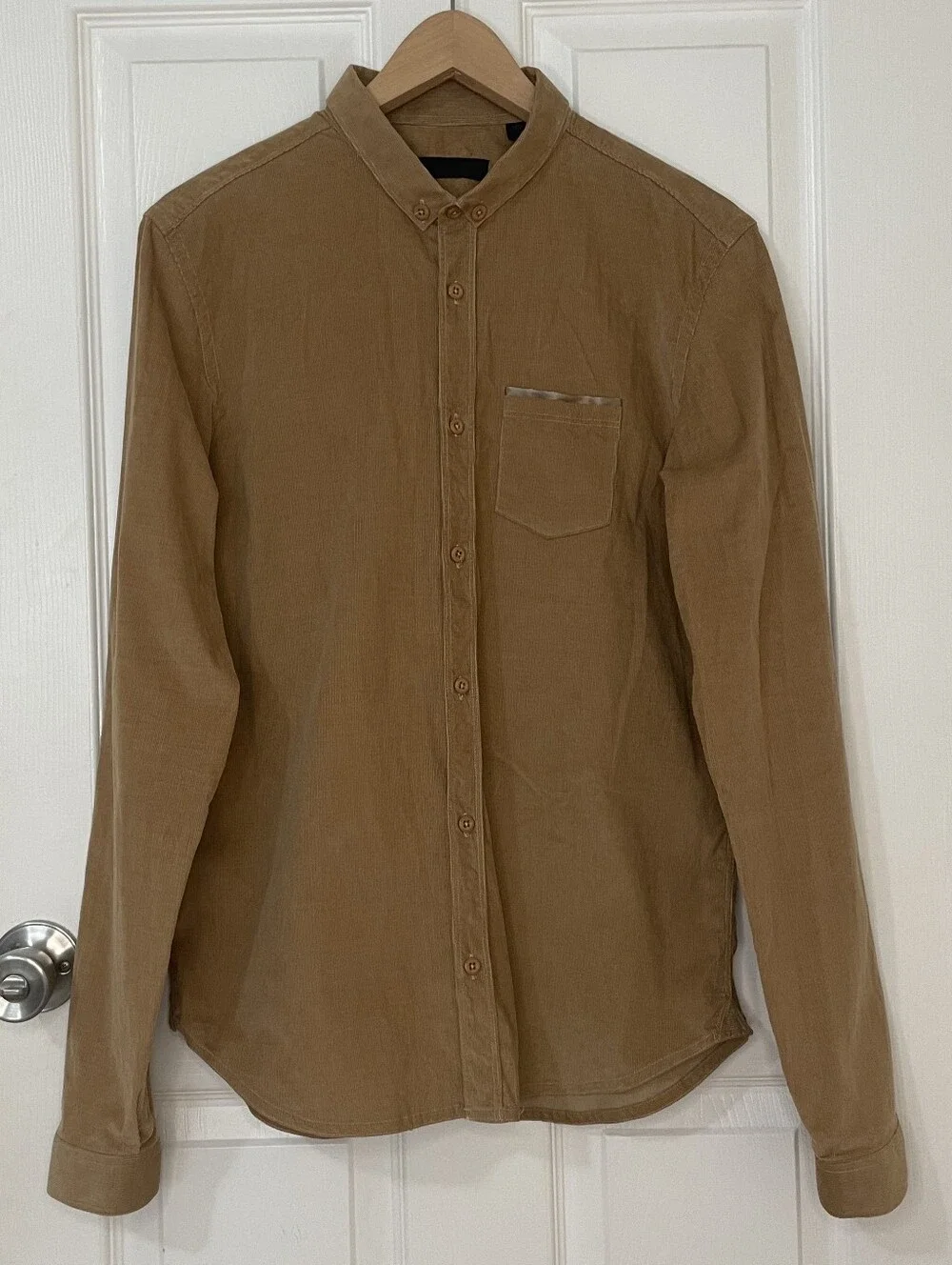 Burberry Cotton Men's Tan Brown Button-Down Casual Shirt Size 16.5